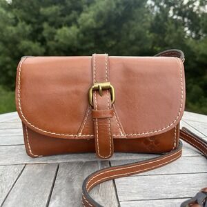 Patricia Nash Torri Crossbody British Tan Leather Purse Clutch Removable Strap